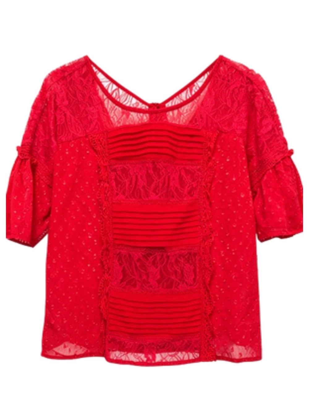New Look Fuchsia Lace & Dot Overlay Blouse